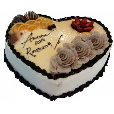 "Heart shape cake with Chocolate cream flowers  - 2kgs - Click here to View more details about this Product